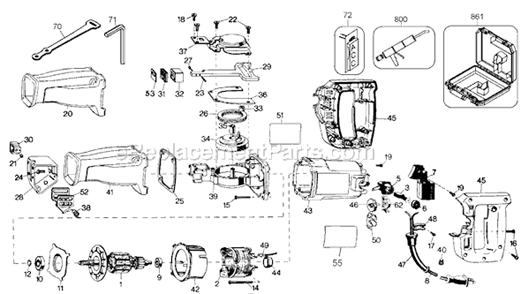 Page A Diagram and Parts List for 3110 Type 100 Black and Decker Reciprocating Saw